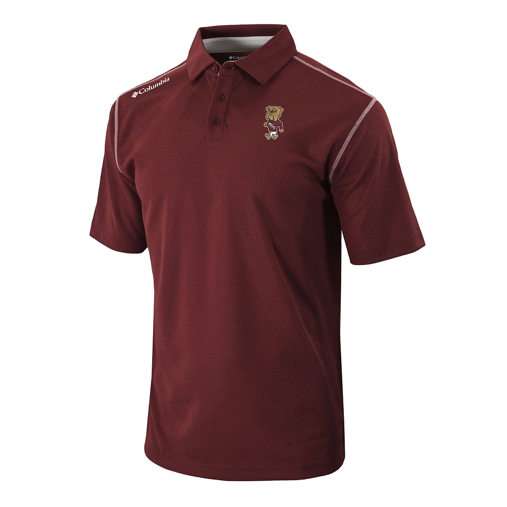 Men's Columbia Maroon Mississippi State Bulldogs Vault Logo Omni-Wick Shotgun Polo