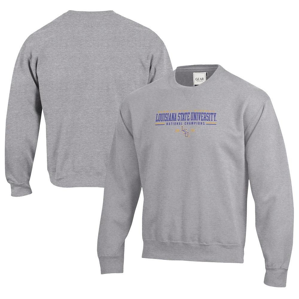 Men's Heather Gray LSU Tigers 2025 NCAA Baseball College World Series Champions Pullover Sweatshirt