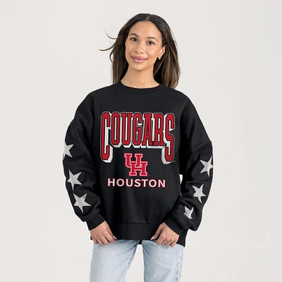 Women's Gameday Couture Black Houston Cougars Pure Victory Relaxed Rhinestone Pullover Sweatshirt