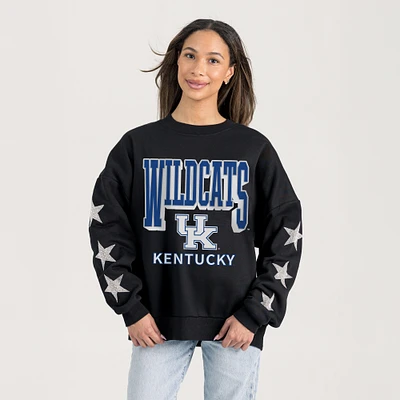 Women's Gameday Couture Black Kentucky Wildcats Pure Victory Relaxed Rhinestone Pullover Sweatshirt