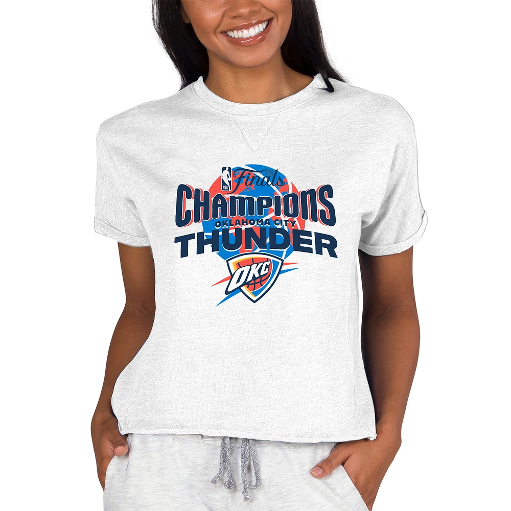 Women's Concepts Sport Oatmeal Oklahoma City Thunder 2025 NBA Finals Champions Mainstream Tri-Blend French Terry Lounge Top