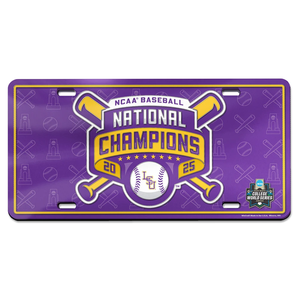 WinCraft LSU Tigers 2025 NCAA Baseball Men's College World Series Champions Laser-Cut Acrylic License Plate