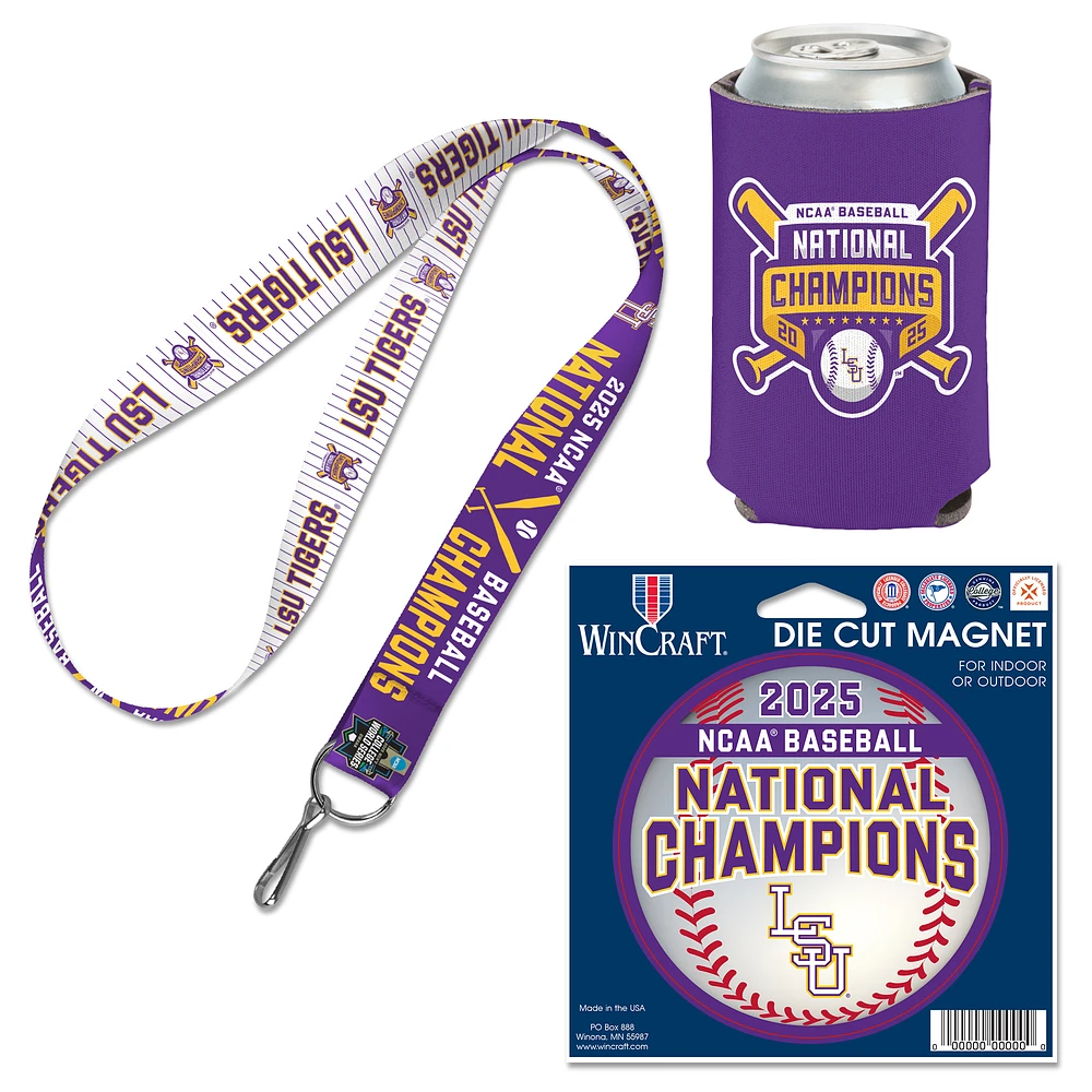 WinCraft LSU Tigers 2025 NCAA Baseball Men's College World Series Champions Three-Piece Fan Pack Set