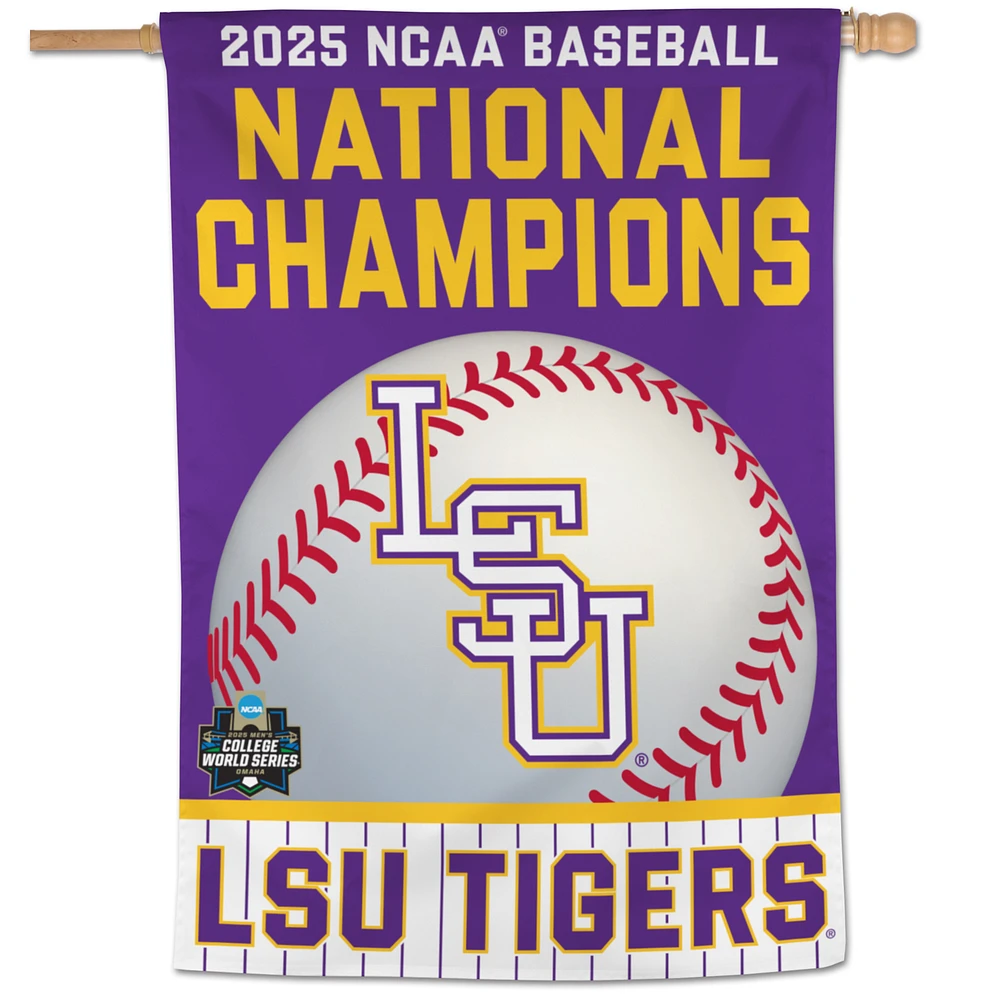 WinCraft LSU Tigers 2025 NCAA Baseball Men's College World Series Champions 28" x 40" One-Sided Vertical Banner