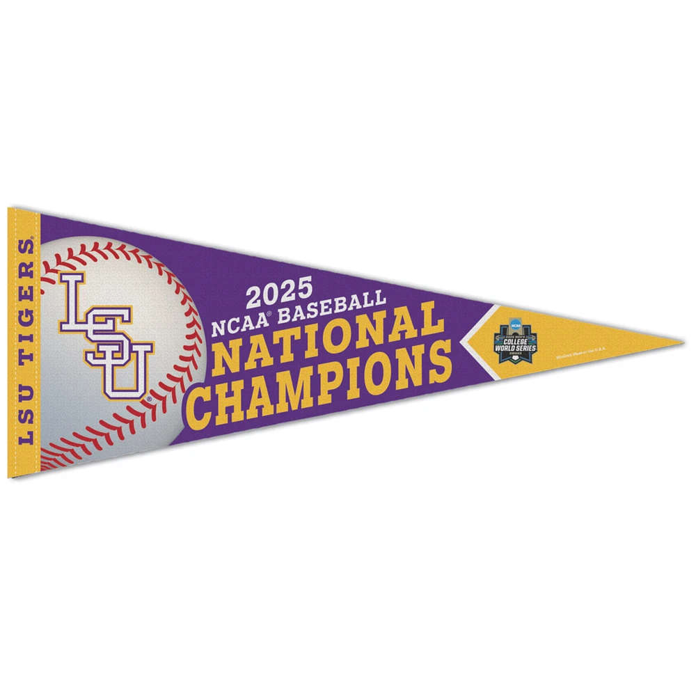WinCraft LSU Tigers 2025 NCAA Baseball Men's College World Series Champions 12" x 30" Premium Pennant