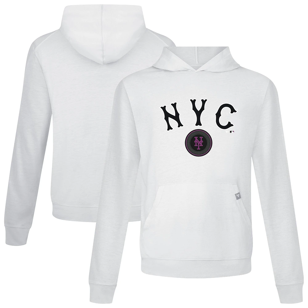 Men's Levelwear White New York Mets City Connect Relay Back Splash Pullover Hoodie