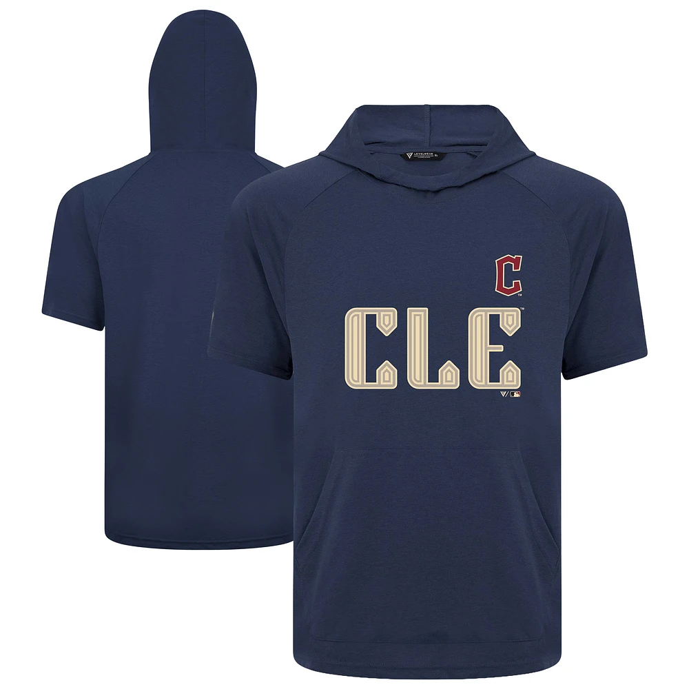 Men's Levelwear Navy Cleveland Guardians City Connect Phase Core Logo Pullover Hoodie T-Shirt