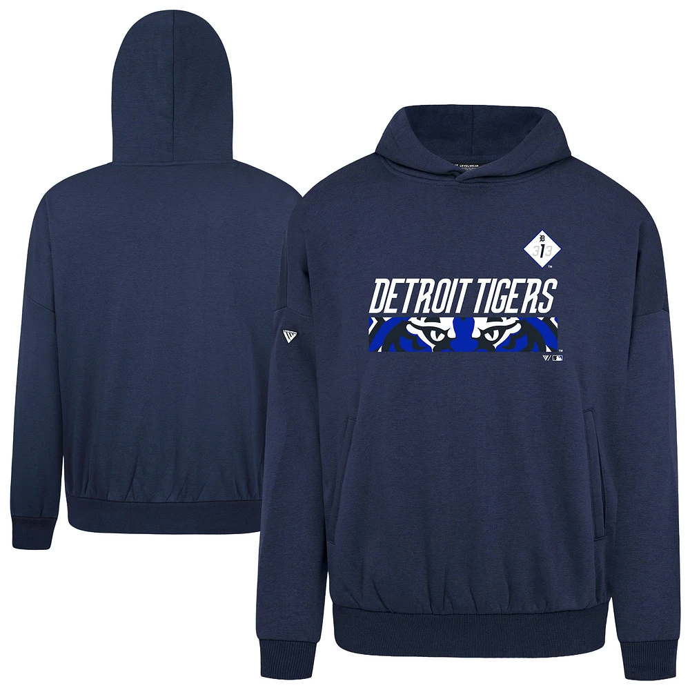 Men's Levelwear Navy Detroit Tigers City Connect Contact Core Logo Pullover Hoodie
