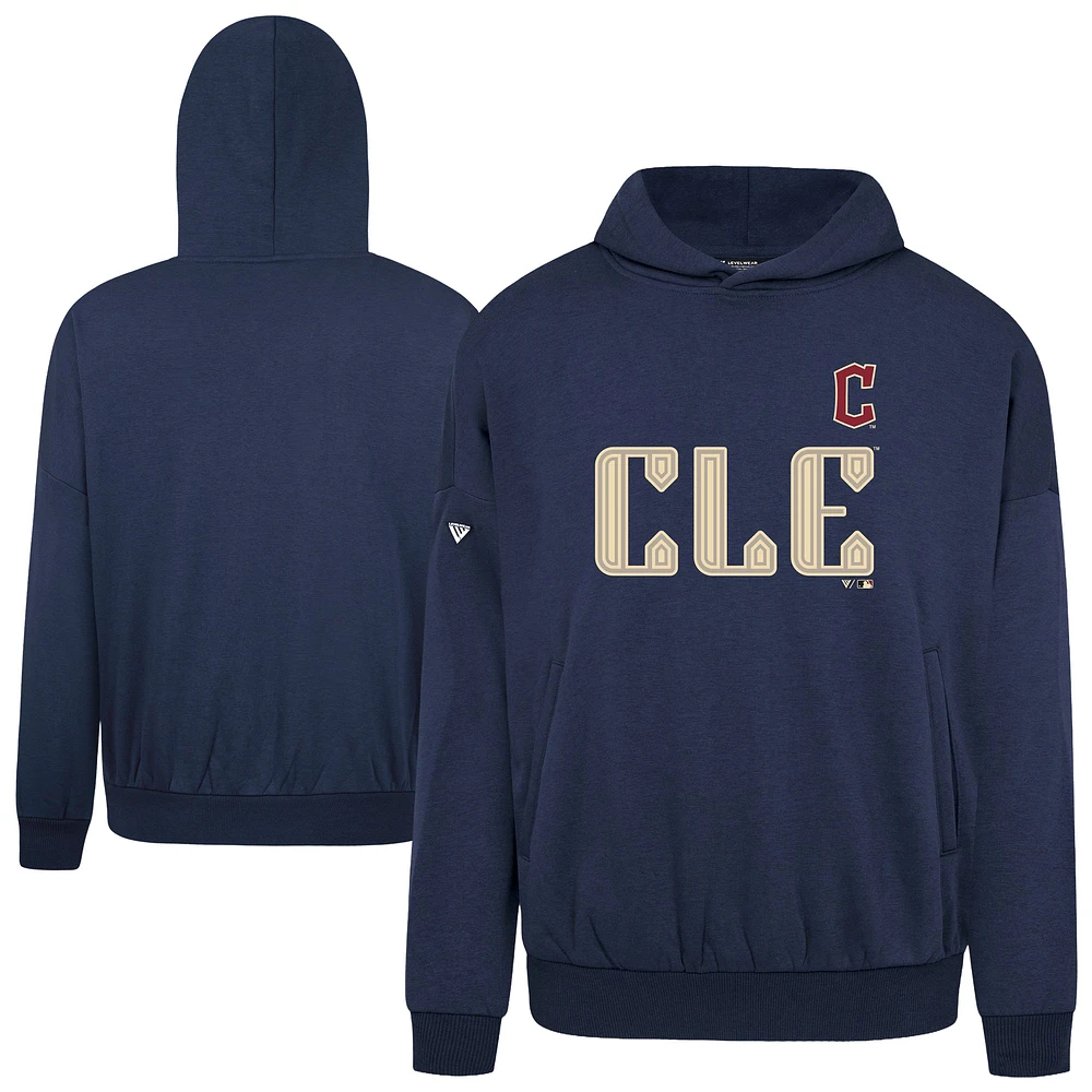 Men's Levelwear Navy Cleveland Guardians City Connect Contact Core Logo Pullover Hoodie