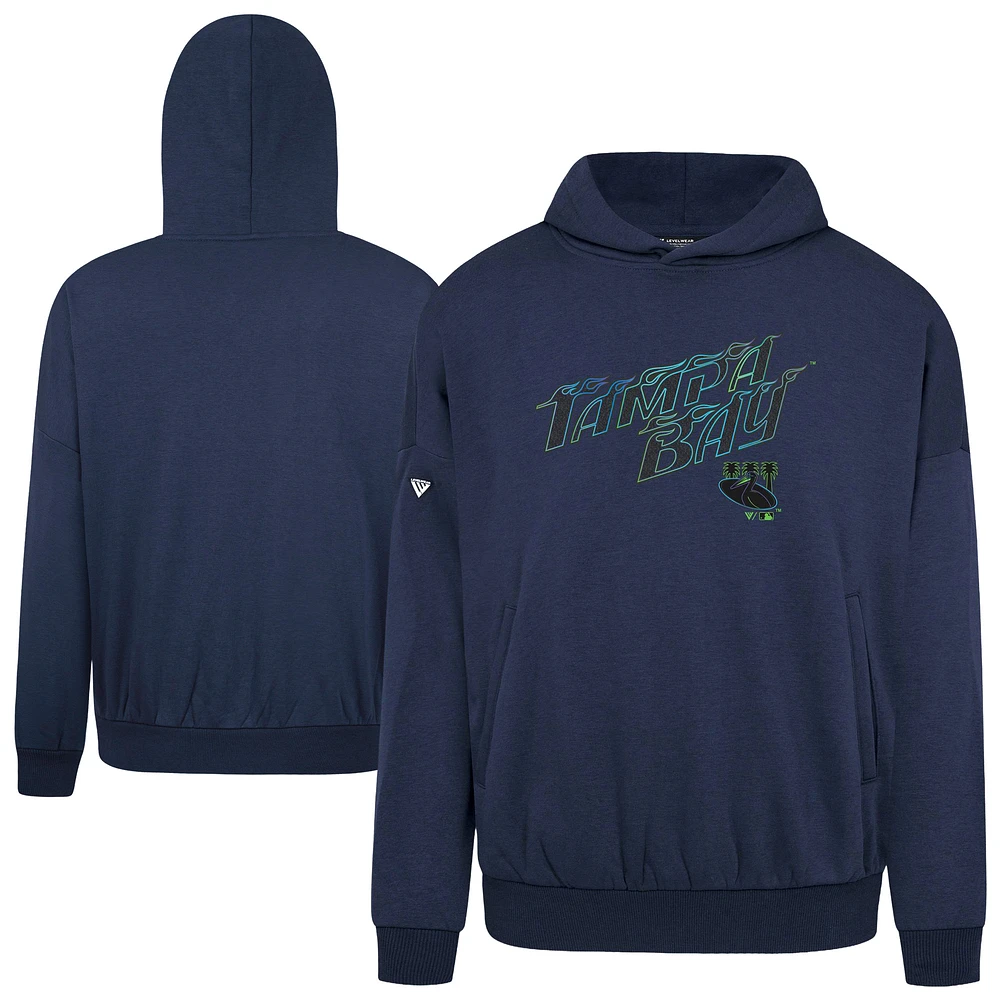 Men's Levelwear Navy Tampa Bay Rays City Connect Contact Back Splash Pullover Hoodie