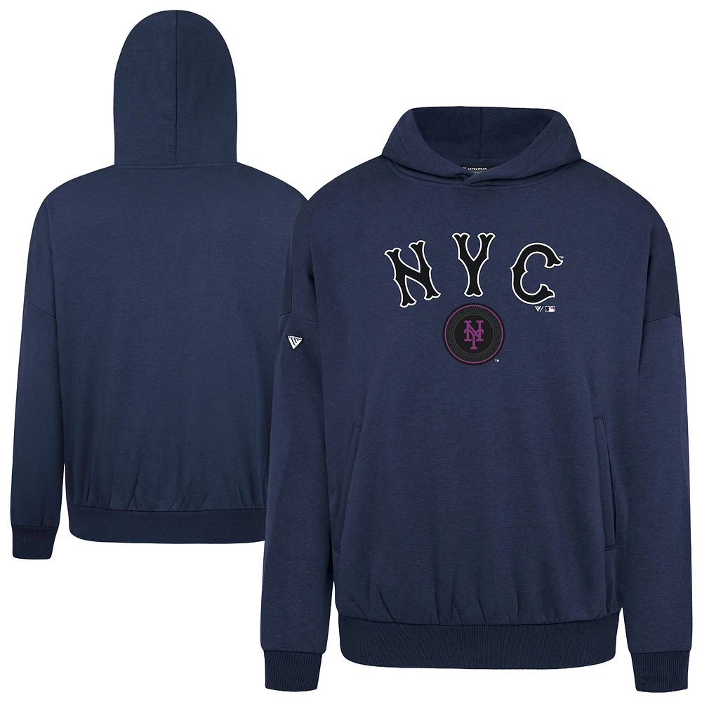 Men's Levelwear Navy New York Mets City Connect Contact Back Splash Pullover Hoodie