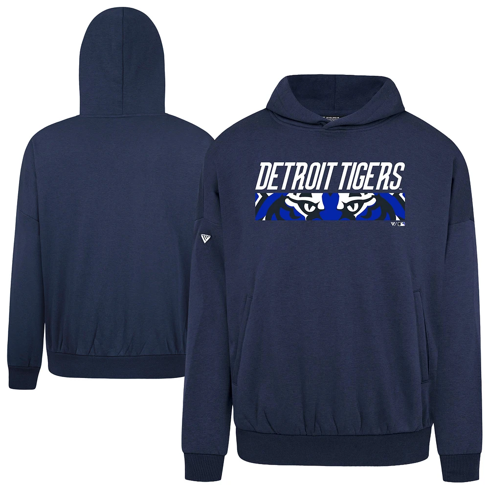Men's Levelwear Navy Detroit Tigers City Connect Contact Back Splash Pullover Hoodie