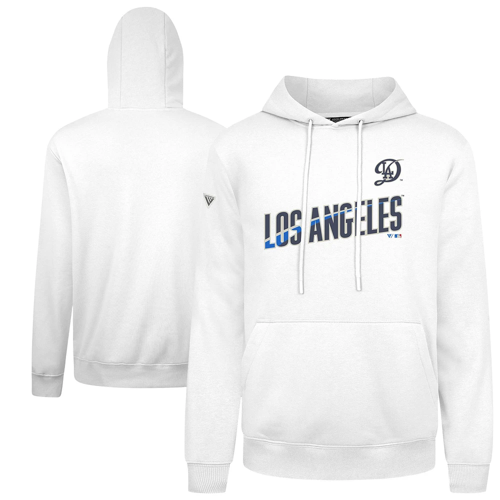 Men's Levelwear White Los Angeles Dodgers City Connect Podium Core Logo Pullover Hoodie