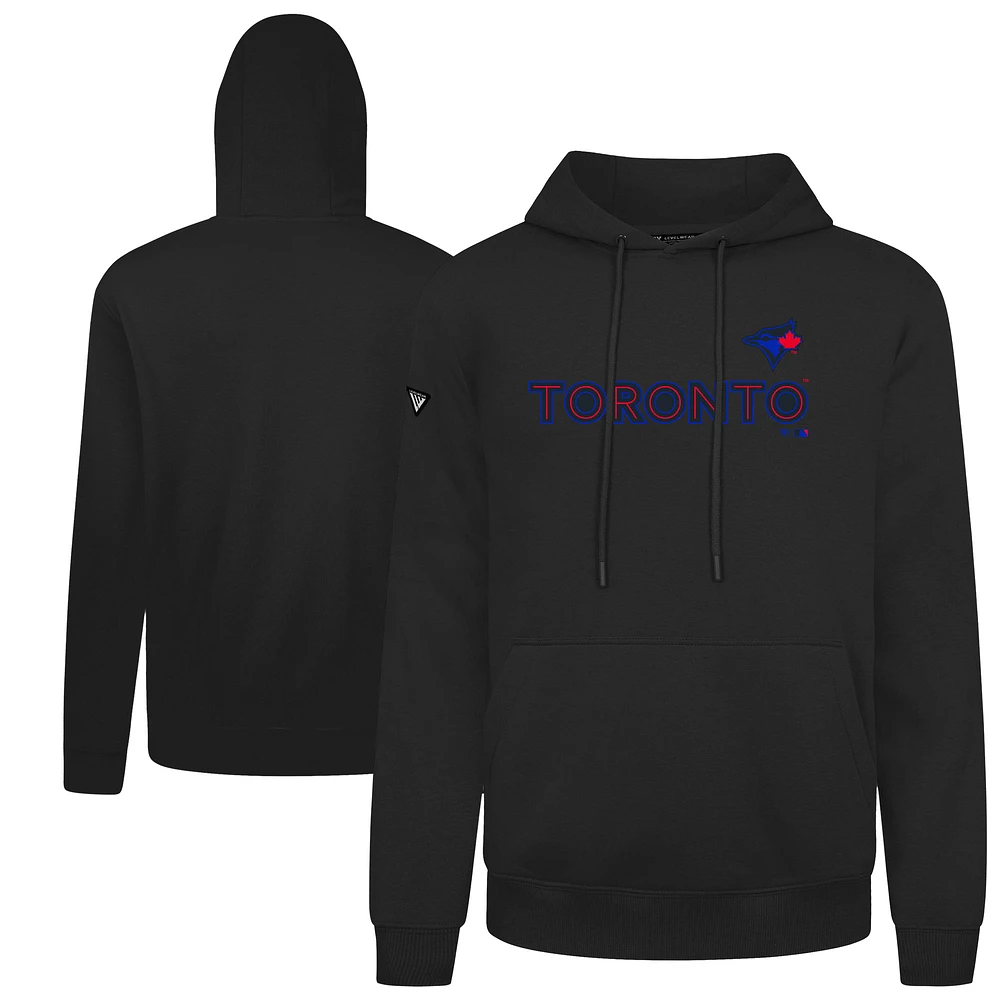 Men's Levelwear Black Toronto Blue Jays City Connect Podium Core Logo Pullover Hoodie
