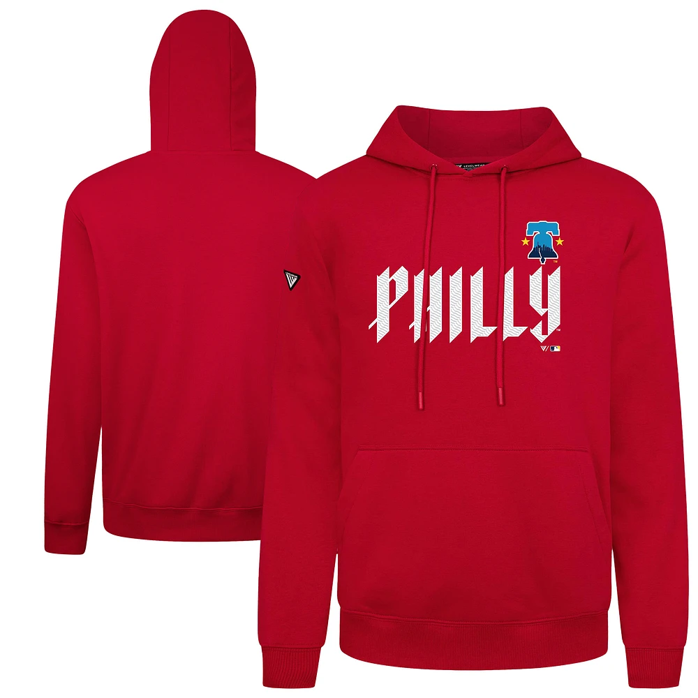 Men's Levelwear Red Philadelphia Phillies City Connect Podium Core Logo Pullover Hoodie