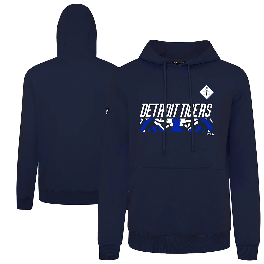 Men's Levelwear Navy Detroit Tigers City Connect Podium Core Logo Pullover Hoodie