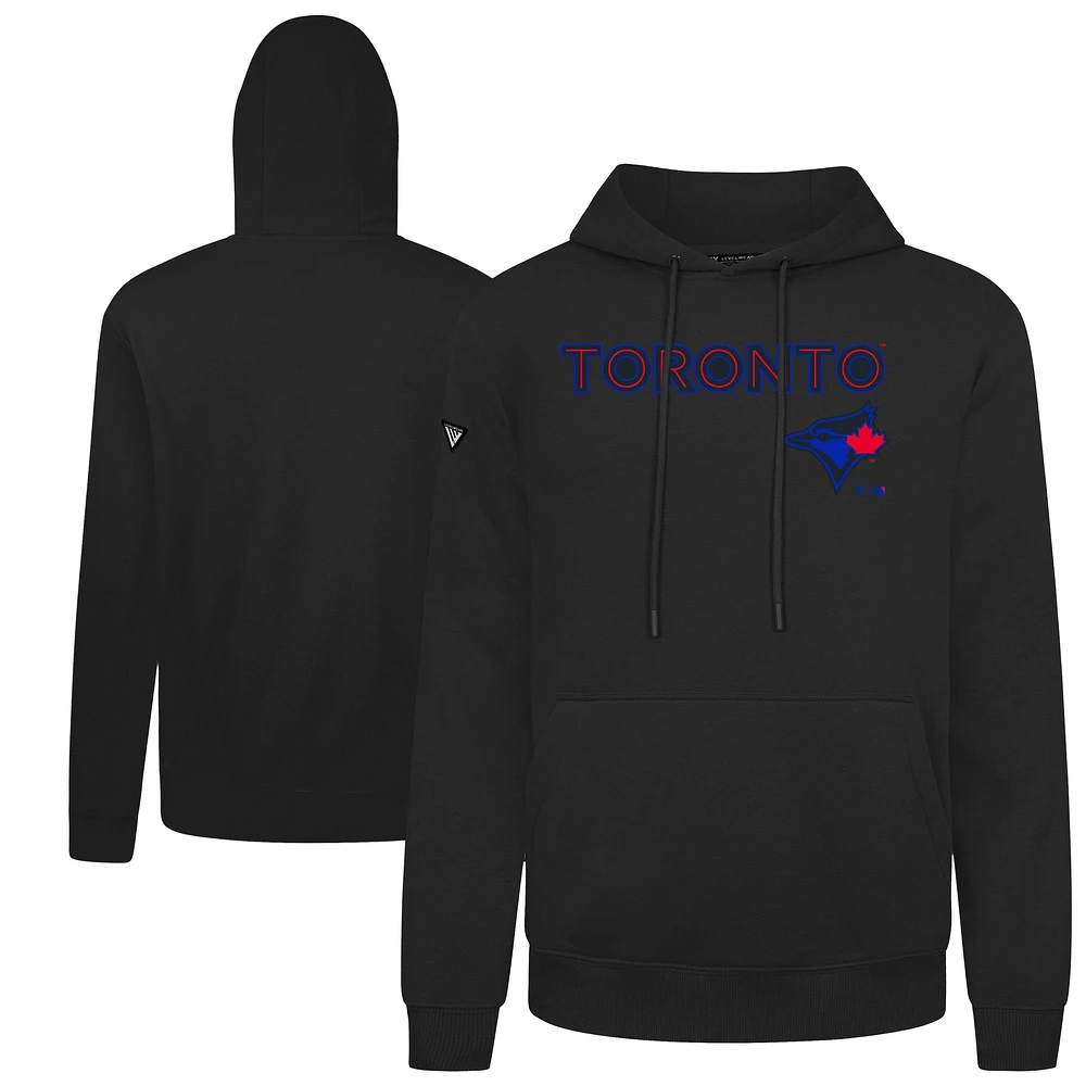 Men's Levelwear Black Toronto Blue Jays City Connect Podium Back Splash Pullover Hoodie