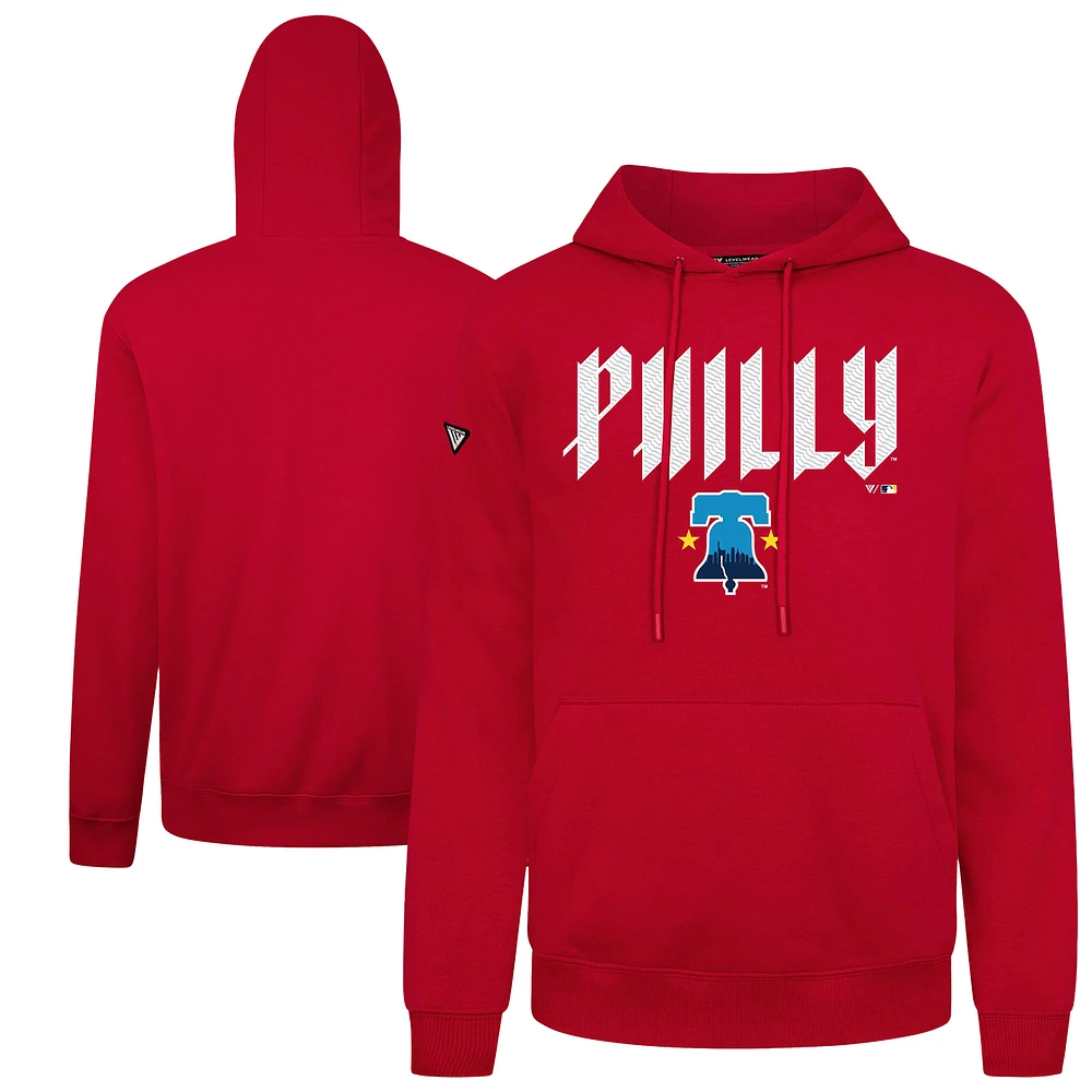 Men's Levelwear Red Philadelphia Phillies City Connect Podium Back Splash Pullover Hoodie