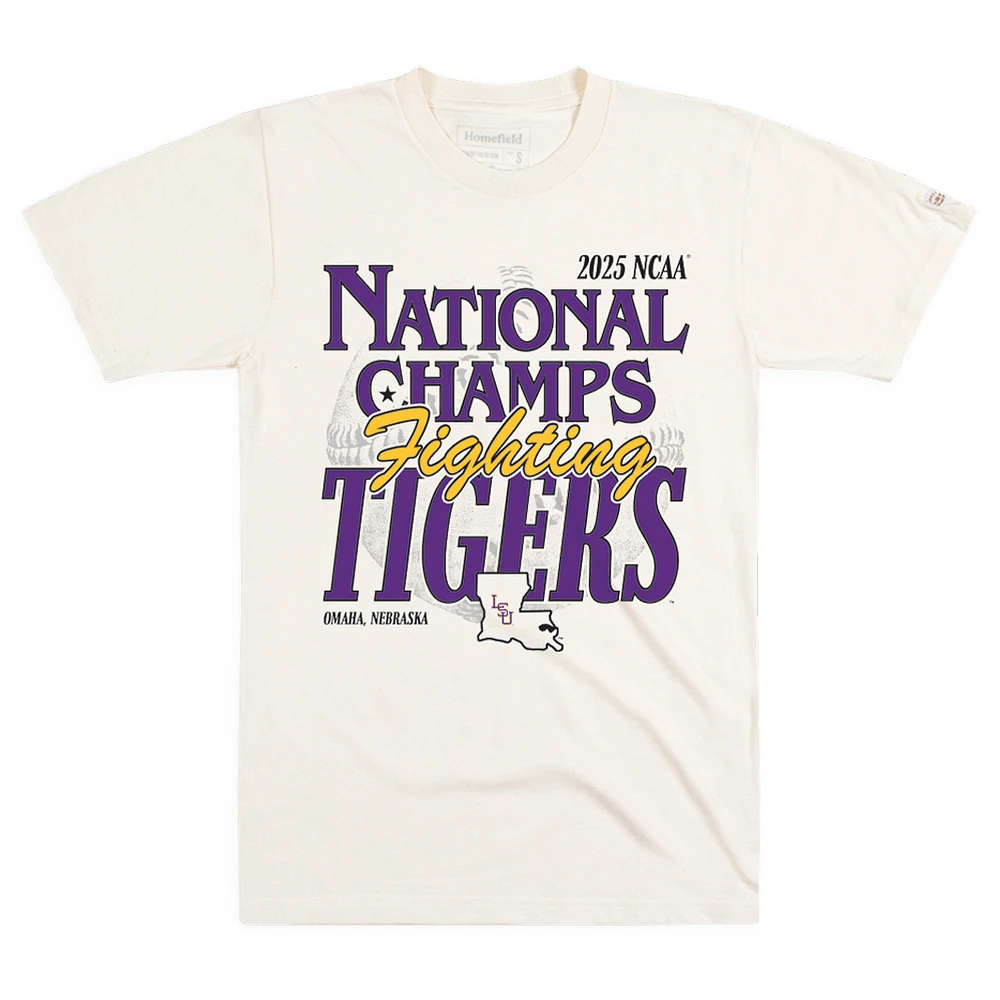 Unisex Homefield Cream LSU Tigers 2025 NCAA Baseball Men's College World Series Champions T-Shirt