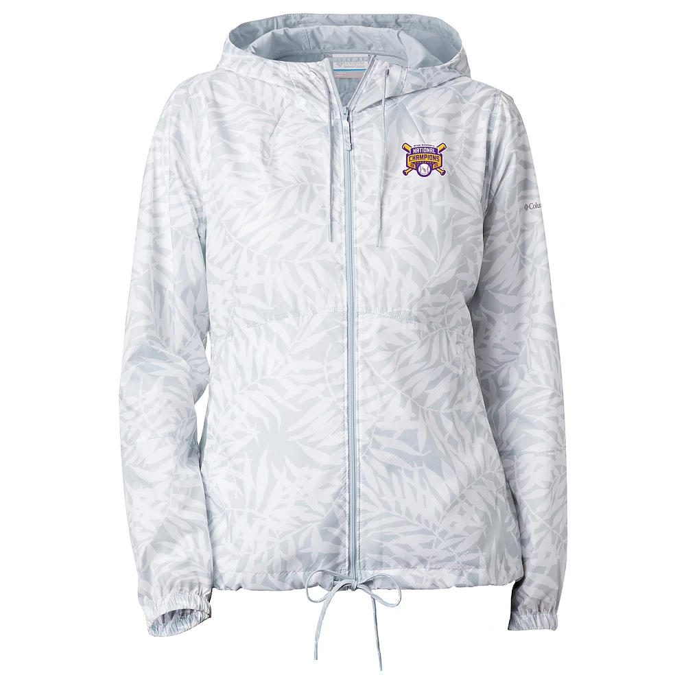 Women's Columbia White LSU Tigers 2025 NCAA Baseball Men's College World Series Champions Flash Forward Printed Full-Zip Windbreaker