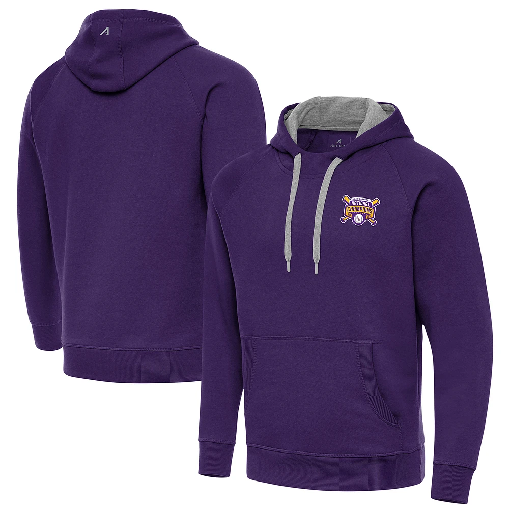 Men's Antigua Purple LSU Tigers 2025 NCAA Baseball College World Series National Champions Victory Pullover Hoodie