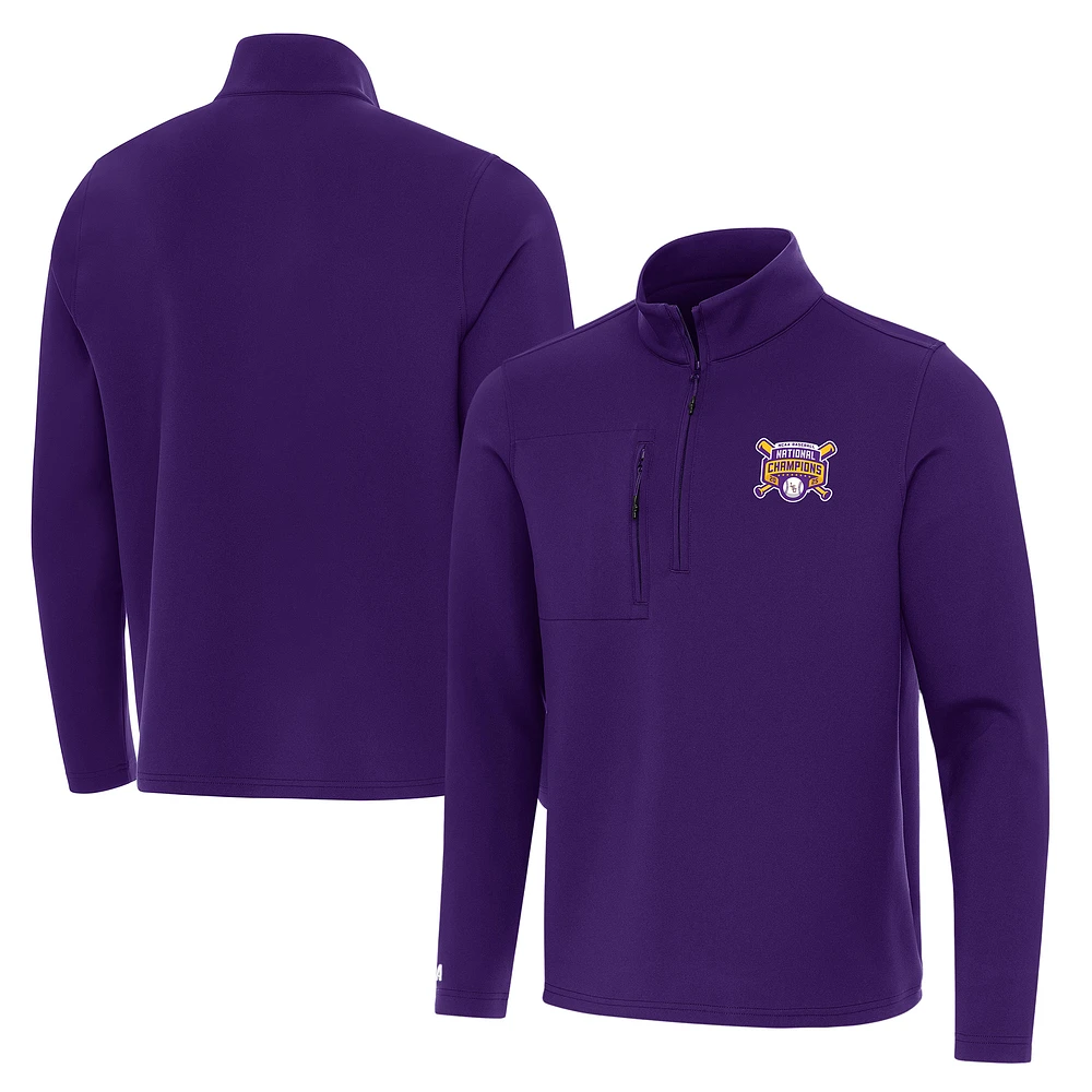 Men's Antigua Purple LSU Tigers 2025 NCAA Baseball College World Series National Champions Insider Quarter-Zip Top