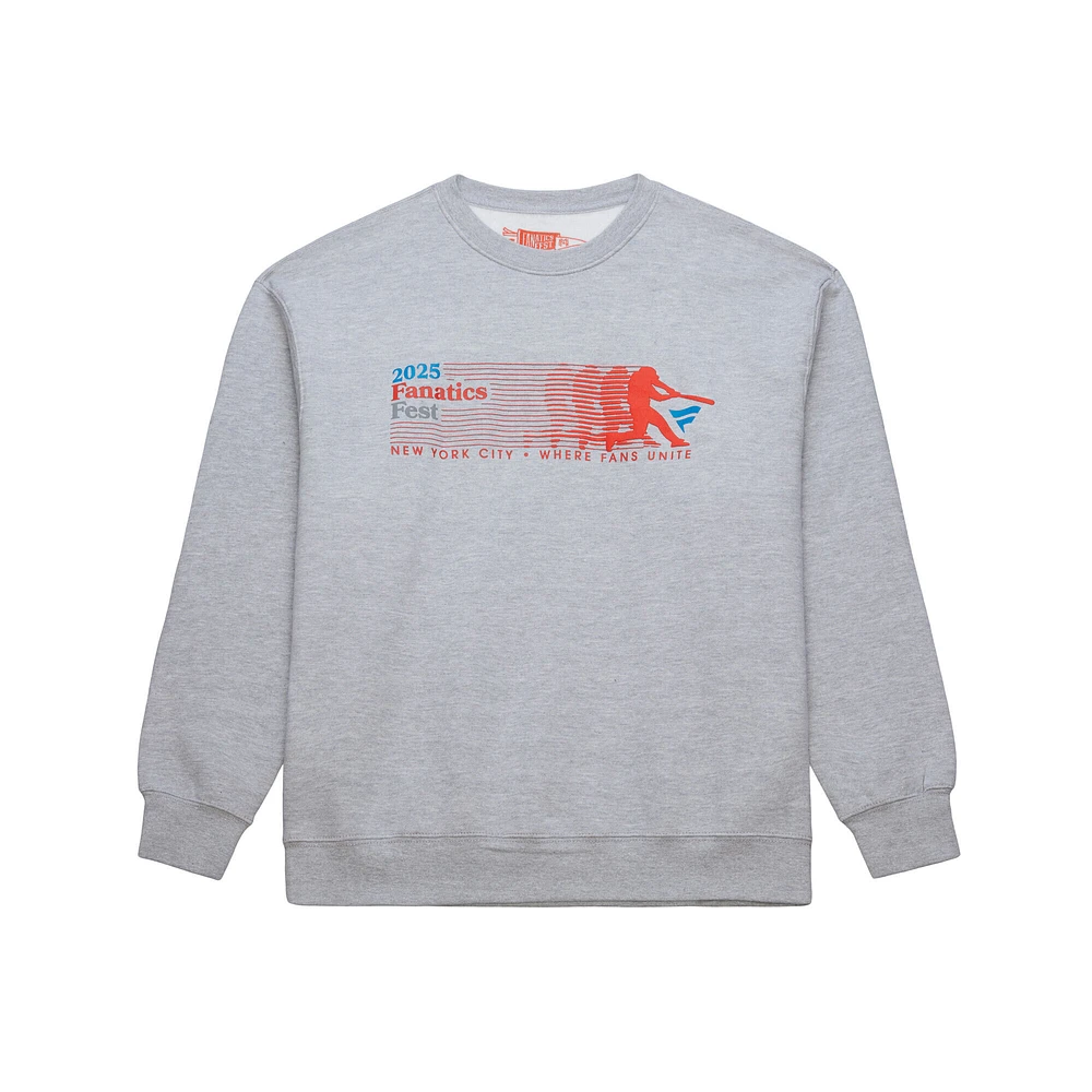 Unisex Mitchell & Ness Gray Fanatics Fest 2025 Swing Fleece Pullover Sweatshirt