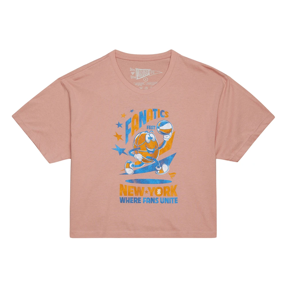 Women's Mitchell & Ness Pink Fanatics Fest 2025 Ball Out Modified Cropped T-Shirt