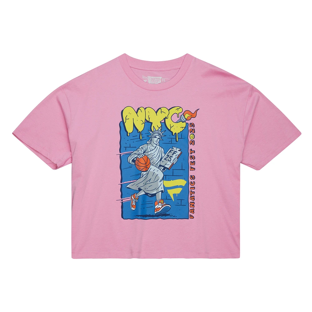 Women's Mitchell & Ness Pink Fanatics Fest 2025 Liberty Bounce Boyfriend T-Shirt