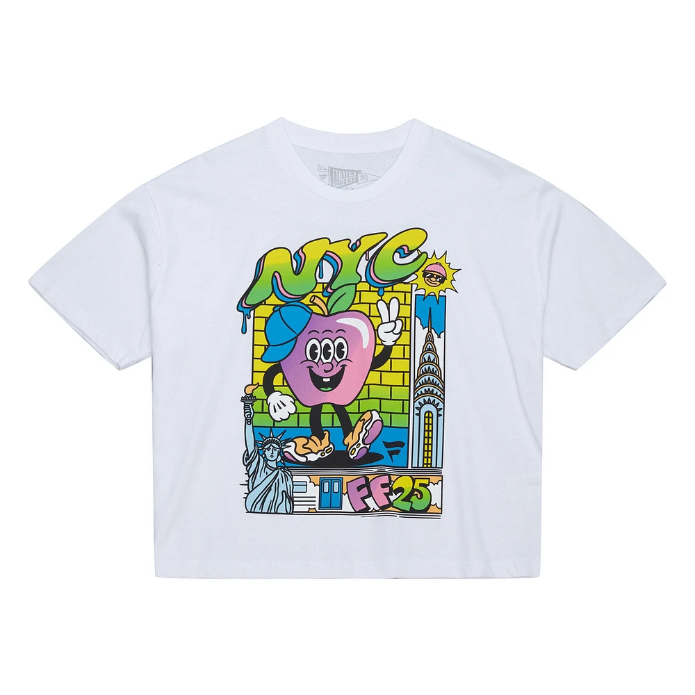 Women's Mitchell & Ness White Fanatics Fest 2025 Big Apple Boyfriend T-Shirt