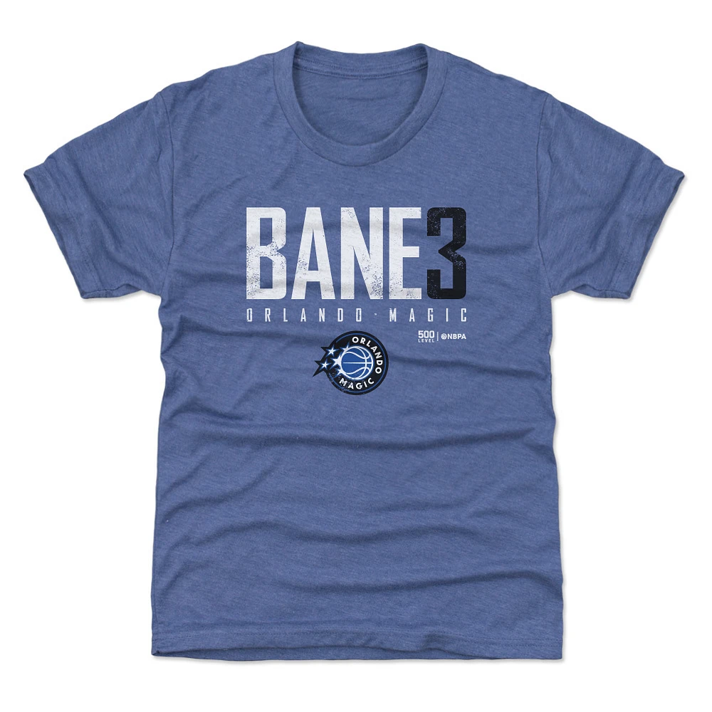 Youth 500 Level Desmond Bane Heather Royal Orlando Magic Elite Name & Number T-Shirt