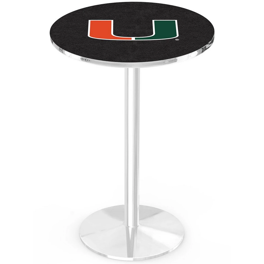 Miami Hurricanes 42" Round Foot Chrome Pub Table