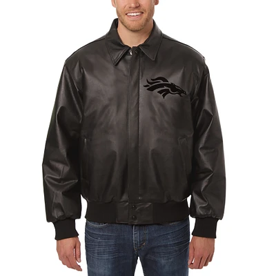 Men's JH Design Black Denver Broncos Tonal Leather Jacket