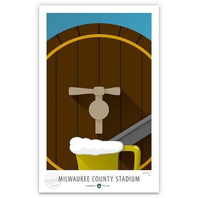 Milwaukee Brewers 17" x 26" County Stadium Minimalist Art Giclee Print