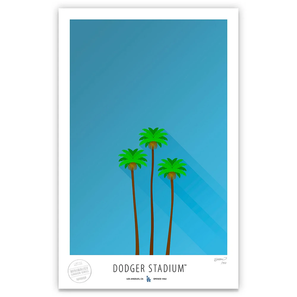 Los Angeles Dodgers 17" x 26" Dodger Stadium The Three Sisters Minimalist Art Giclee Print