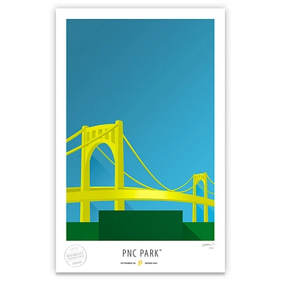 Pittsburgh Pirates 17" x 26" PNC Park Clemente Bridge Minimalist Art Giclee Print