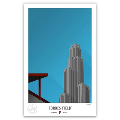Pittsburgh Pirates 17" x 26" Forbes Field Cathedral of Learning Minimalist Art Giclee Print