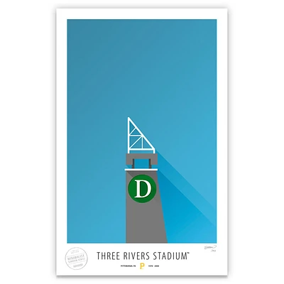 Pittsburgh Pirates 17" x 26" Three Rivers Stadium Gate D Minimalist Art Giclee Print