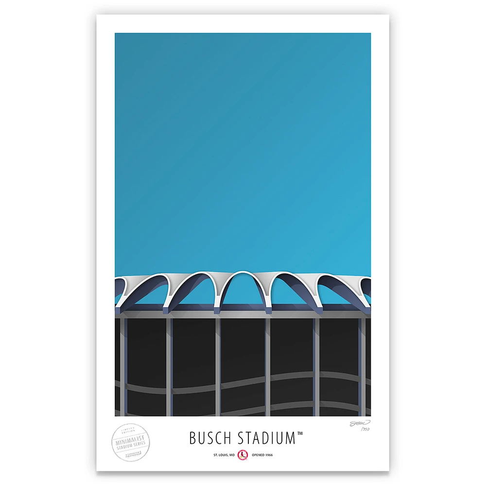 St. Louis Cardinals 17" x 26" Busch II Roof Arches Minimalist Art Giclee Print