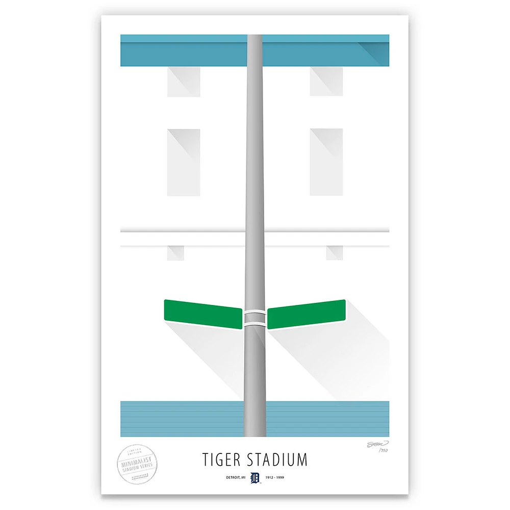 Detroit Tigers 17" x 26" Tiger Stadium The Corner Minimalist Art Giclee Print
