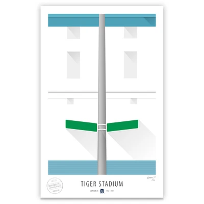 Detroit Tigers 17" x 26" Tiger Stadium The Corner Minimalist Art Giclee Print
