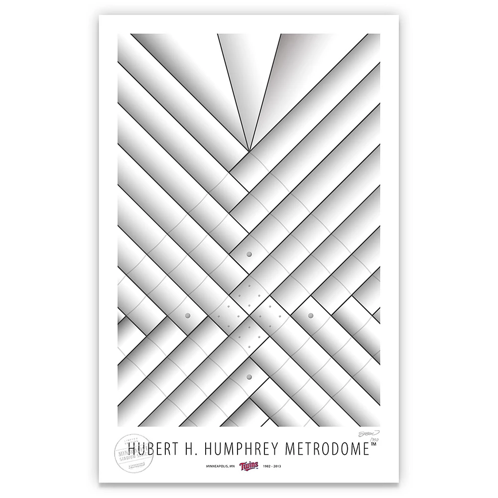 Minnesota Twins 17" x 26" Metrodome Nylon Dome Minimalist Art Giclee Print