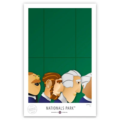 Washington Nationals 17" x 26" Nationals Park Presidents Race Minimalist Art Giclee Print