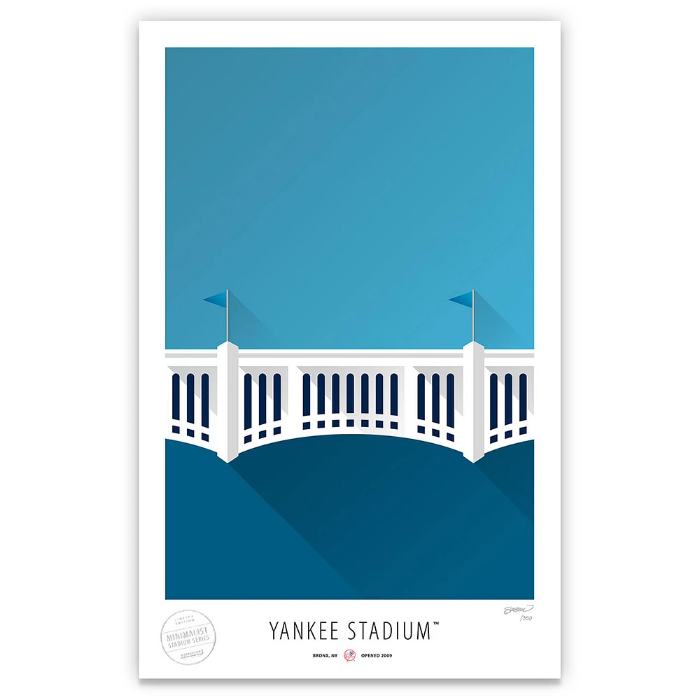 New York Yankees 17" x 26" Yankee Stadium The Facade Minimalist Art Giclee Print
