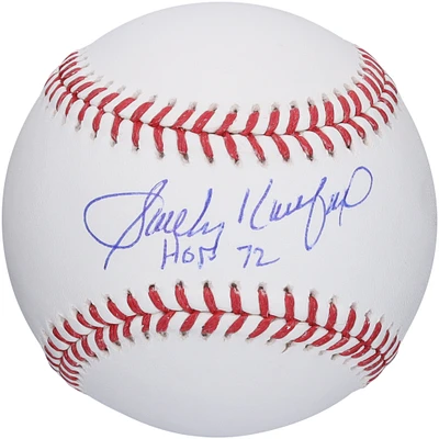 Sandy Koufax Los Angeles Dodgers Autographed Baseball with "HOF 72" Inscription