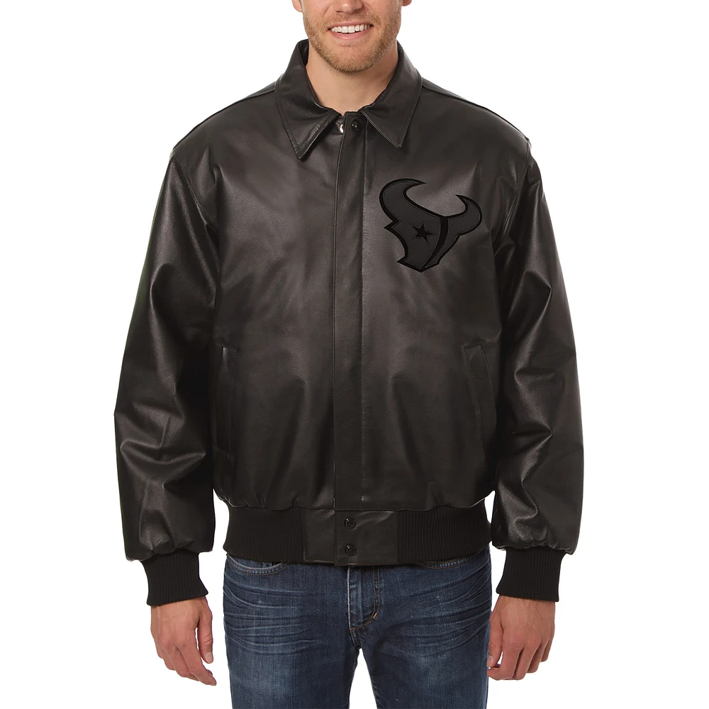 Men's JH Design Black Houston Texans Tonal All Leather Jacket