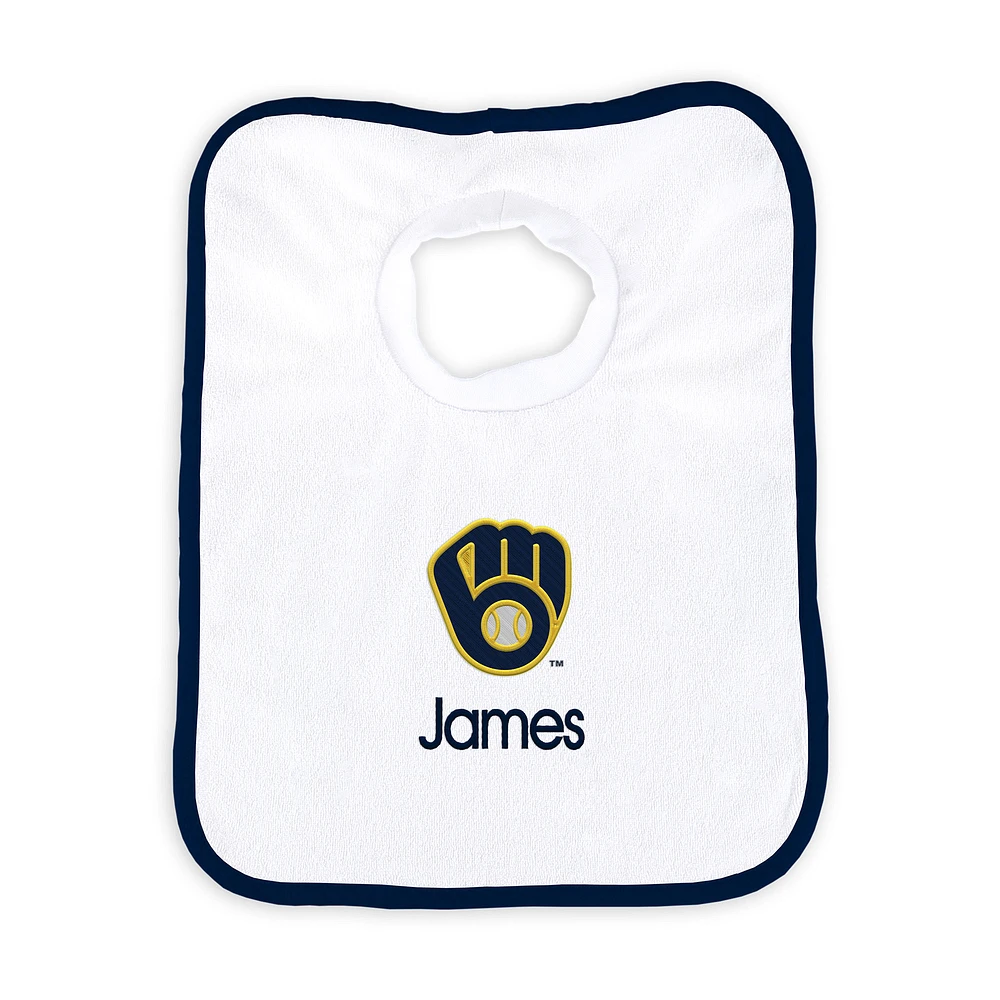 Newborn & Infant White Milwaukee Brewers Personalized Bib
