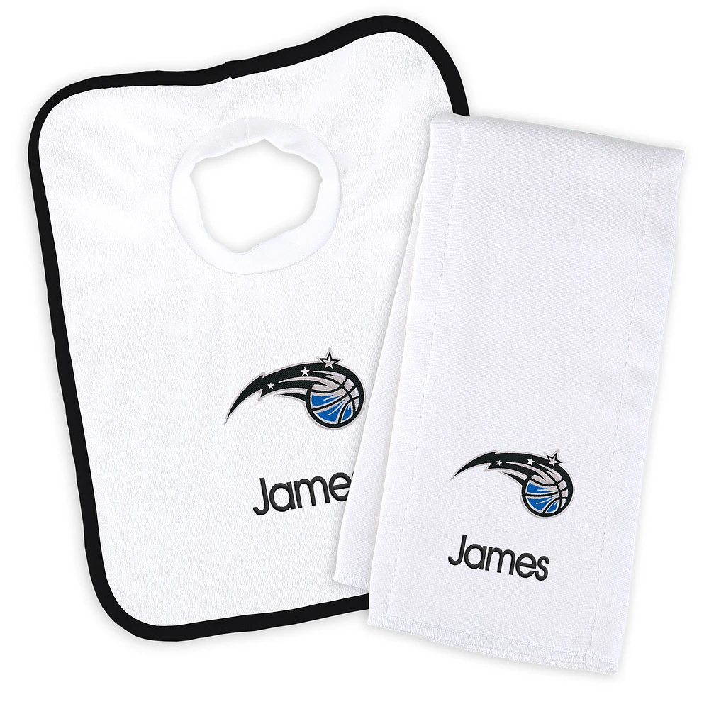 Newborn & Infant White Orlando Magic Personalized Bib & Burp Cloth Set