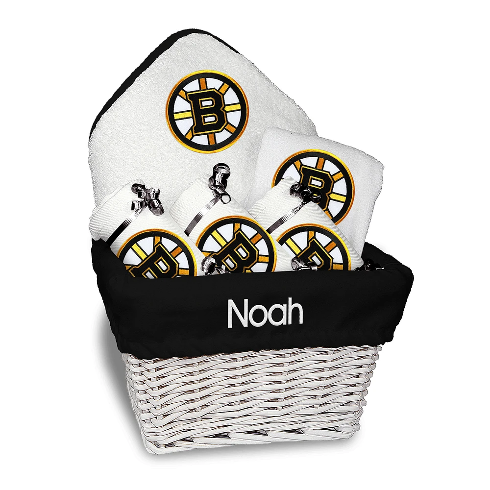 Newborn & Infant White Boston Bruins Personalized Medium Gift Basket