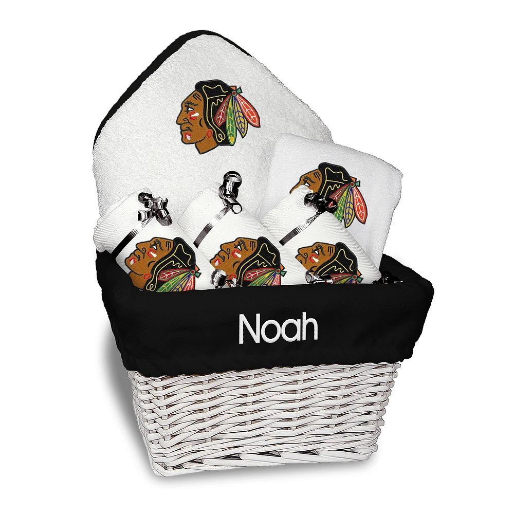 Newborn & Infant White Chicago Blackhawks Personalized Medium Gift Basket